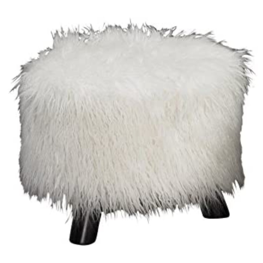 Faux Flokati Stool - New in Sealed Box!